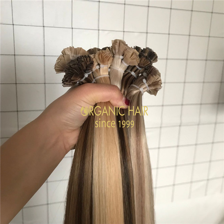 Customized best quality flat tip hair extensions according to client color ring A183